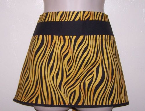 6568 Handmade waitress half APRON, 3 pockets,GOLD ZEBRA free ship