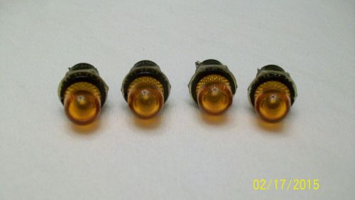 4 Dialco AMBER Dash Panel Indicator Lights 3/8&#034; Light Bulbs Aircraft Radio