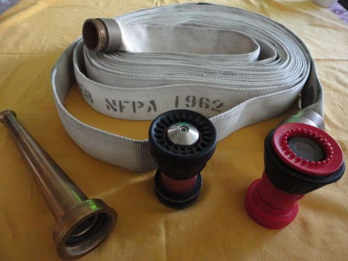 Fire Hose 50 Feet  1 1/2 inch  w/3 nozzles, Elkhart Powahtan Feather Lite