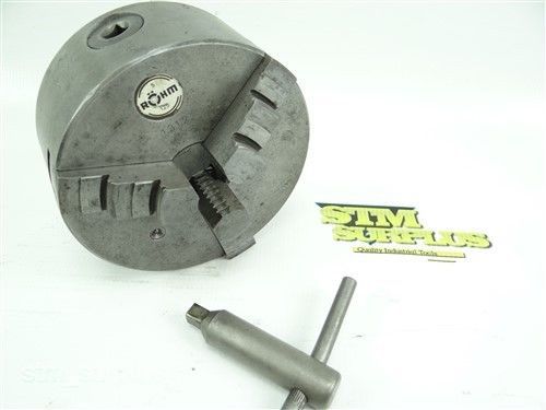 ROHM PRECISION 5&#034; 3 JAW LATHE CHUCK  W/ FLAT BACK &amp; KEY