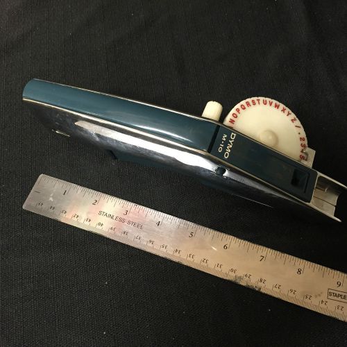 Vintage Dymo M-10 Chrome Teal Green Tape Writer Label Maker