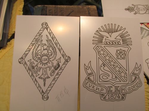 Engraving template college sorority sigma kappa crest (on the right in photo) for sale