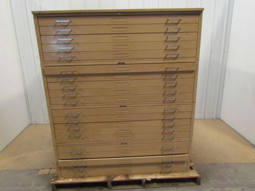 20-Drawer 4-Section Stackable Steel Flat File Blueprint Cabinet 54x42x62&#034; Tan