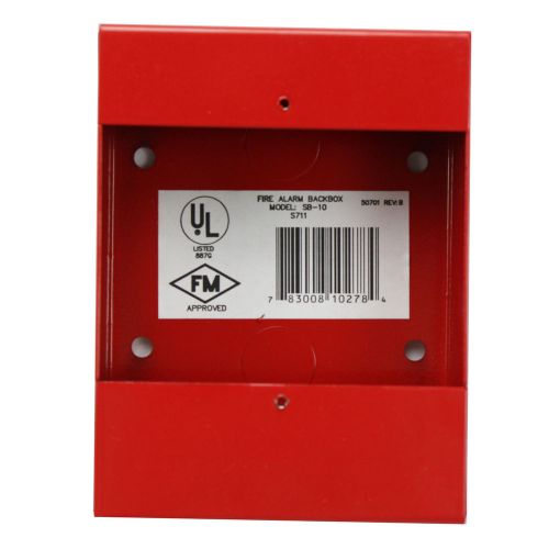 FIRE LITE ALARMS SB-10 RED FIRE ALARM BG-12 SERIES METAL SURFACE MOUNT BACK BOX