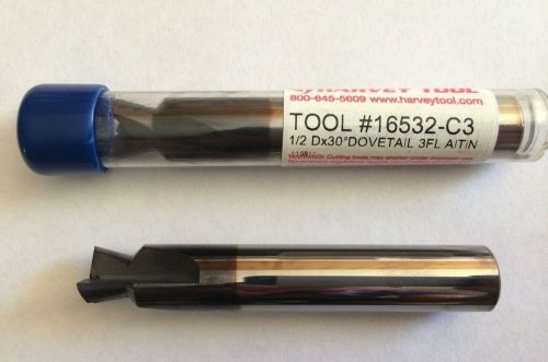 Lot of 2 HARVEY TOOL 16532 C3 1/2 Dia x 30 Deg Incl Carbide Dovetail 3 FL Altin