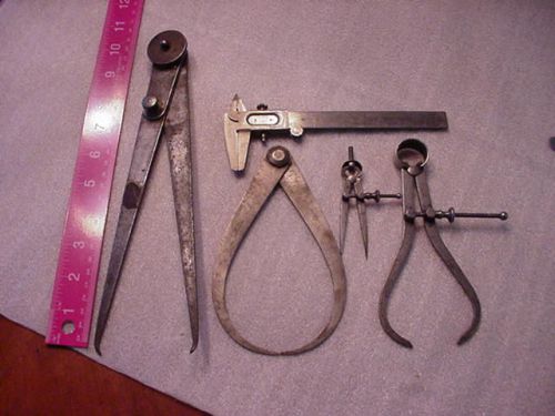 5 Machinist Calipers Lot Compass Starrett Supreme