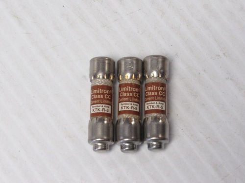 NEW (3) LIMITRON CURRENT LIMITING FUSE KTK-R-5 CLASS CC 5 AMP A 5A 600VAC KTKR5