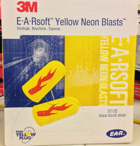 3M 312-1252 EARPLUGS E-A-RSOFT YELLOW NEON BLASTS UNCORDED Foam NRR 33 200 Pairs