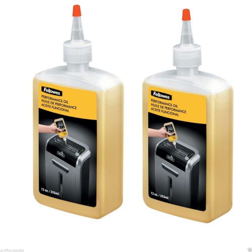 2 BOTTLES Fellowes Shredder Oil 12 oz. Lubricant Paper Lube w/Extension Nozzle #