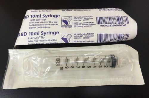 BD 1x 10ml 10cc STERILE Luer Lock Tip Syringe Latex Free 309604 FREE SHIP A1