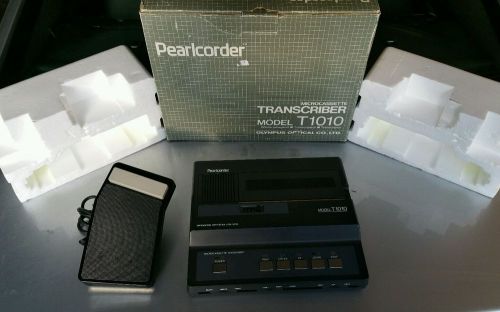 OLYMPUS T1010 PEARLCORDER MICROCASSETTE TRANSCRIBER W/ FOOT PEDAL AND NICE BOX