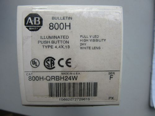 Allen Bradley 800H-QRBH24W Pilot Light Push To Test LED White NEW!!! in Box