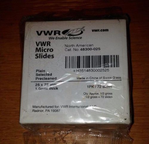 VWR Plain Slides, 25 x 75 mm, Model 48300-025, Gross of 74