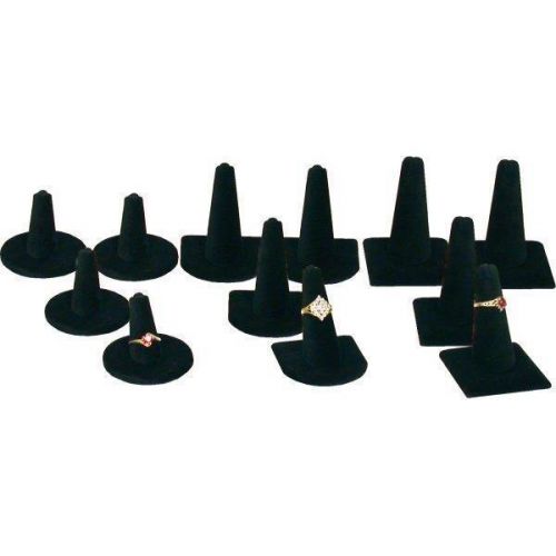 12 Black Velvet Ring Finger Display