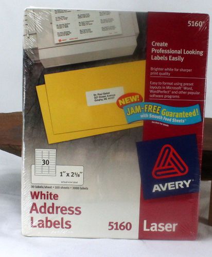 30 Pages of 30 AVERY 5160 WHITE ADDRESS LABELS 1&#034; X 2 5/8&#034; LASER JAM-FREE bbb243