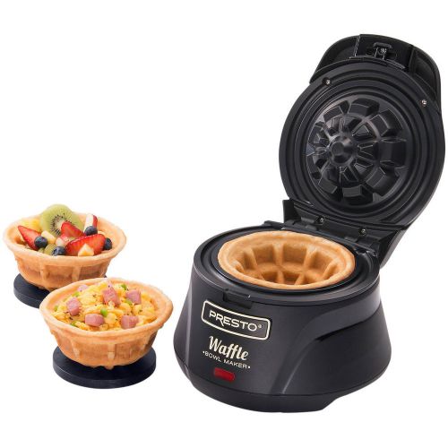 Presto Belgian Waffle Bowl Maker Kitchen Breakfast Brunch Dessert Cookware Black