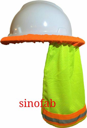 6 SAFETY HARD HAT NECK SHIELD HELMET SUN SHADE HI VIS REFLECTIVE STRIPE