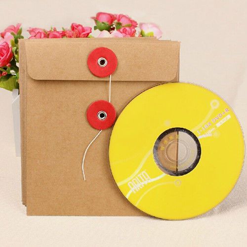 20X Kraft Paper CD DVD CDR Sleeve Envelope Disc CD Case Holder Bags 13x15cm