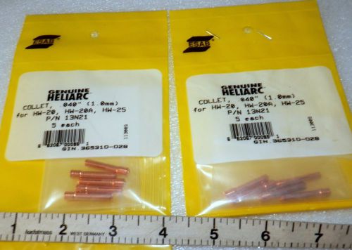 0.040&#034;1mm Standard Collets10 pcs Heliarc HW-20 HW-20A HW-25 Tig torch ESAB 13N21