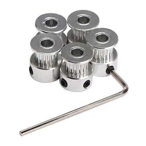 DROK? 5PCS Aluminum GT2 Timing Belt Pulley 16 Teeth Bore 5mm Width 6mm and