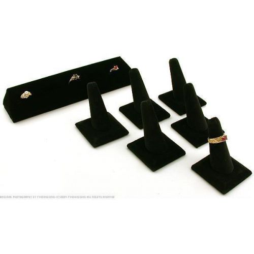 11 Black Velvet Ring Stand &amp; Finger Display