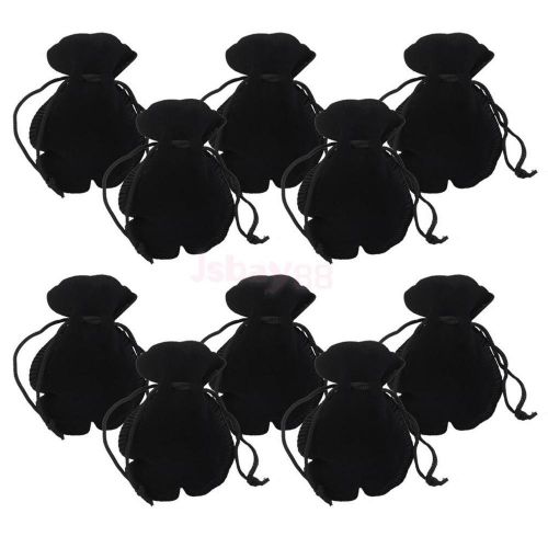 Lot 10 packing velvet jewelry drawstring gift bag storage pouches 9.8 x8cm black for sale