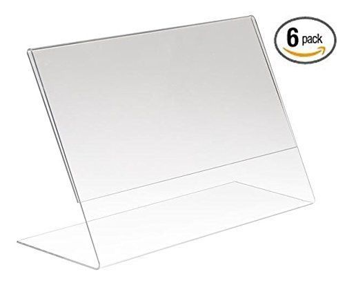 6 Pack 7&#034; x 5&#034; Clear Acrylic Slant Back Ad / Sign Holder, Plastic Slanted /