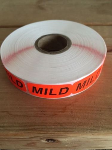 1.25&#034; x .625&#034; MILD MERCHANDISE LABELS 1000 PER ROLL FL RED BLACK STICKER