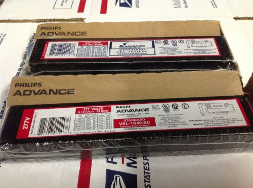 lot of 2 Philips Advance Electronic Ballast Model VEL-1S40-SC 277 V 0.13amp