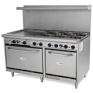 Saturn 60&#034; Heavy-Duty 4 Burner Range w/ 36&#034; Griddle &amp; 2 ovens (SHDR-60-4-36G-N)