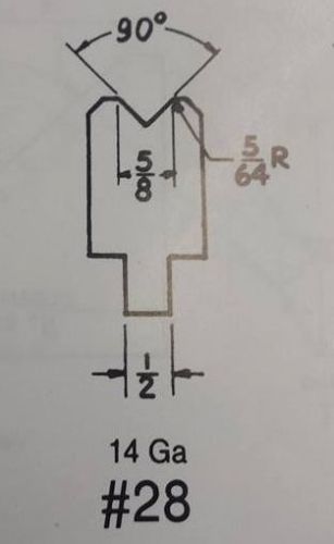 PRESS BRAKE DIE 90 DEGREE 5/8 INCH V OPENING FORMING DIE #28 36 INCH