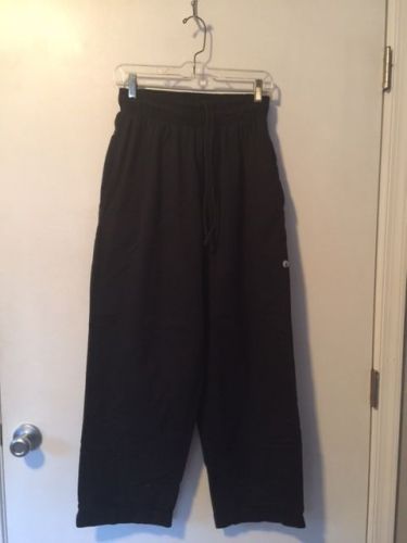 CHEF WORKS HEAVY BLACK PANTS ELASTIC WAISTW/TIE &amp; SIDE POCKETS SIZE MEDIUM