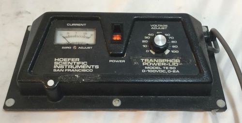 Hoefer Scientific Instruments Transphor Power-Lid TE50 0-100VDC 0-2A ~ Pre-owned