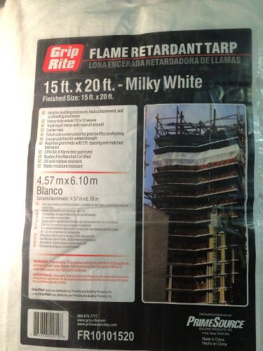 Grip rite 15 ft x 20 flame retardant tarp  white 1 box 5 tarps per box