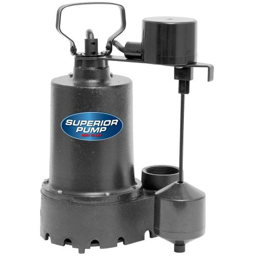 Superior Pump 92341 1/3 HP Cast Iron Sump Pump Side Discharge &amp; Vertical Float