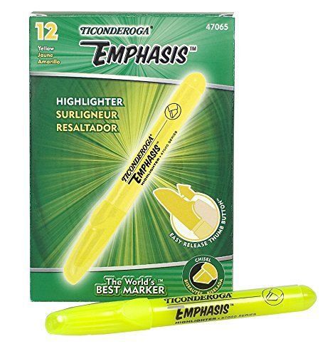 Dixon Ticonderoga Ticonderoga Emphasis Fluorescent Highlighters, Desk Style,