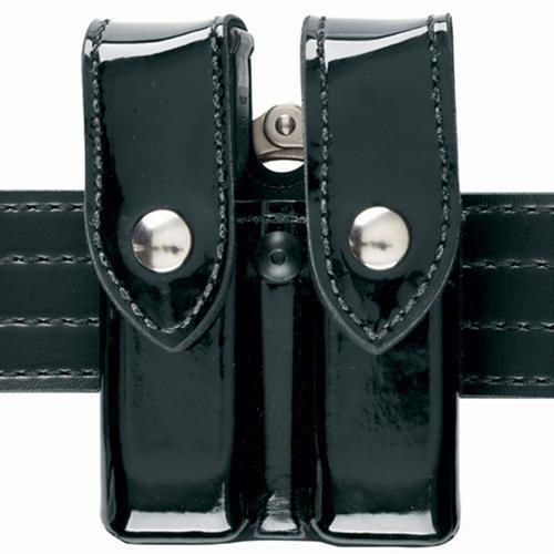 Safariland 72-83-9B Black Hi-Gloss Brass Top Flap Mag/Cuff Pouch H&amp;K USP 9mm .40