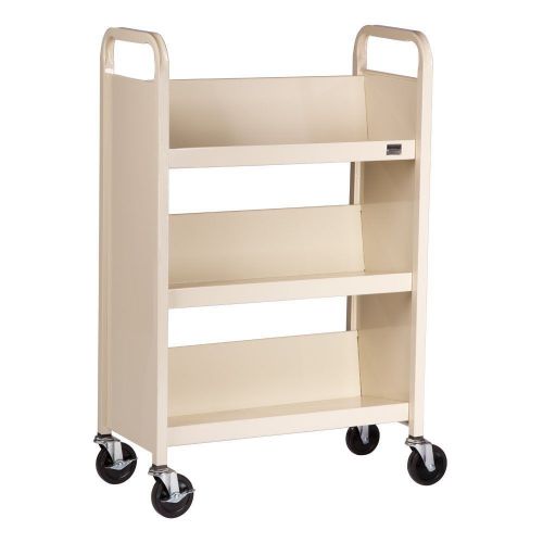 Norwood Single-Sided Sloped-Shelf Book Truck (27&#034; W) - Almond