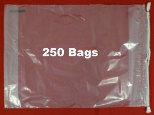 250  drawstring tote clear plastic bags 10&#034; x 15&#034; x 3&#034; for sale