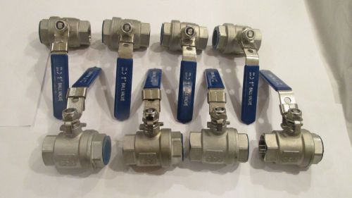 8-NEW!!! Stainless Steel 1&#034; ball valves, NPT, 1/4-turn, locking lever, 1000 WOG