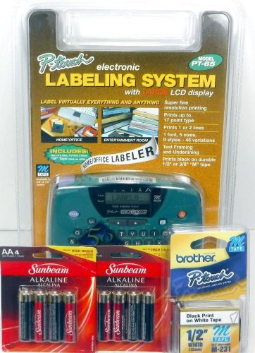 BROTHER PT-65 ELECTRONIC LABELING SYSTEM INCLUDES EXTRA TAPE &amp; BATTERIES
