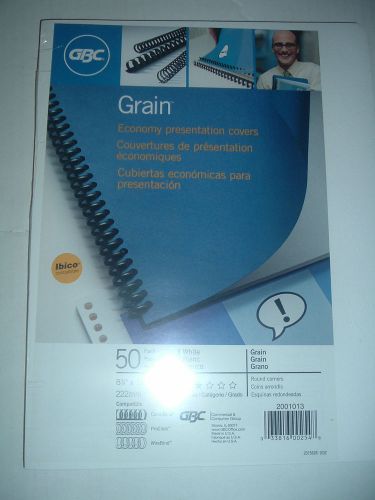 GBC  GRAIN ECONOMY PRESENTATION BINDING COVERS, WHITE , 50 pack