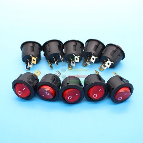 10PCS Mini Round Black 3 Pin SPDT ON-OFF Rocker Switch Snap-in