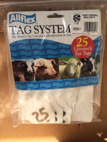 Allflex White Large Ear Tags # 1-25