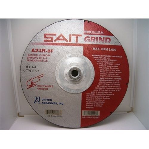 Sait 20096 A24R 9 X 1/4 X 5/8-11 Long Life Metal Grinding Wheel |Pkg.10