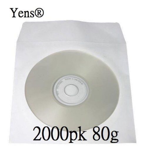 Yens® 2000 pcs White CD DVD Paper Sleeves Envelopes with Flap and Clear Window