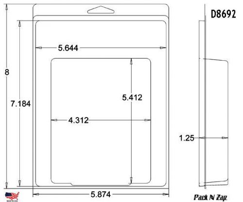 D8692: 200 - 8&#034;H x 6&#034;W x 1.25&#034;D Clamshell Packaging Clear Plastic Blister Pack