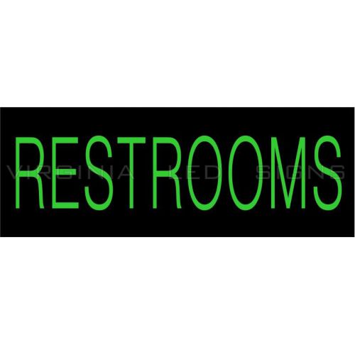 Restrooms led sign neon looking 30&#034;x11&#034; high quality very bright green for sale