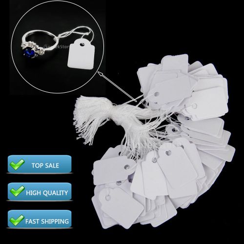 Phenovo 500pcs etiquette De Chaine Tag Prix Bijoux Chaine Prix Papier Blanc