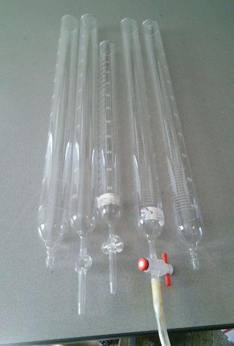 Lot of 5 KIMBLE KIMAX 1000ml Graduated Cylinder LAB GLASS 500ml stopcock